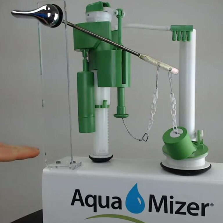 Aqua Mizer flush system installed in a toilet tank for water conservation in Colorado