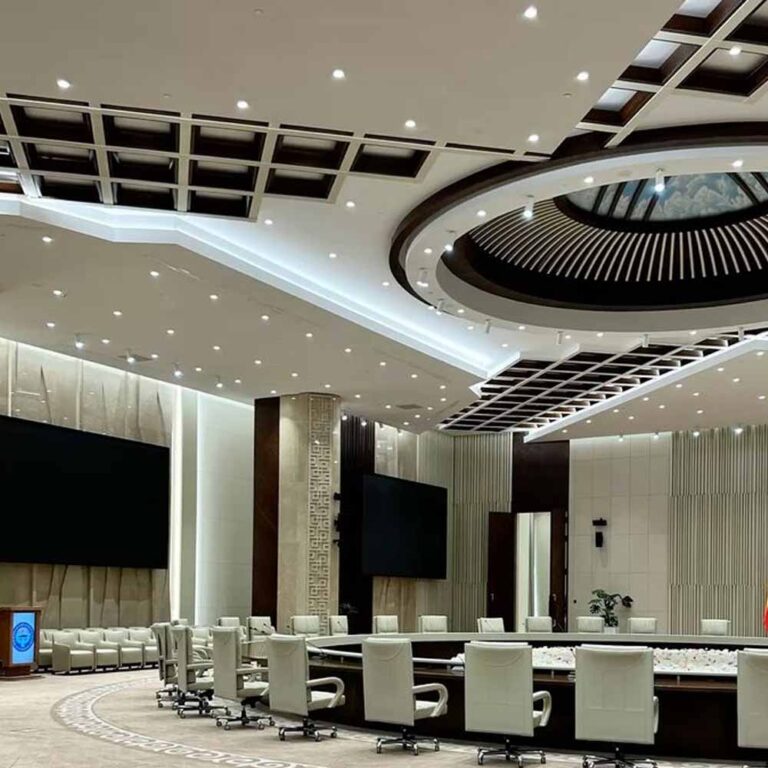 Sophisticated VIP meeting room featuring advanced lighting automation for optimal ambiance and control
